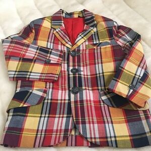 Vintage plaid button down long sleeve children’s unisex blazer/jacket circa 1970